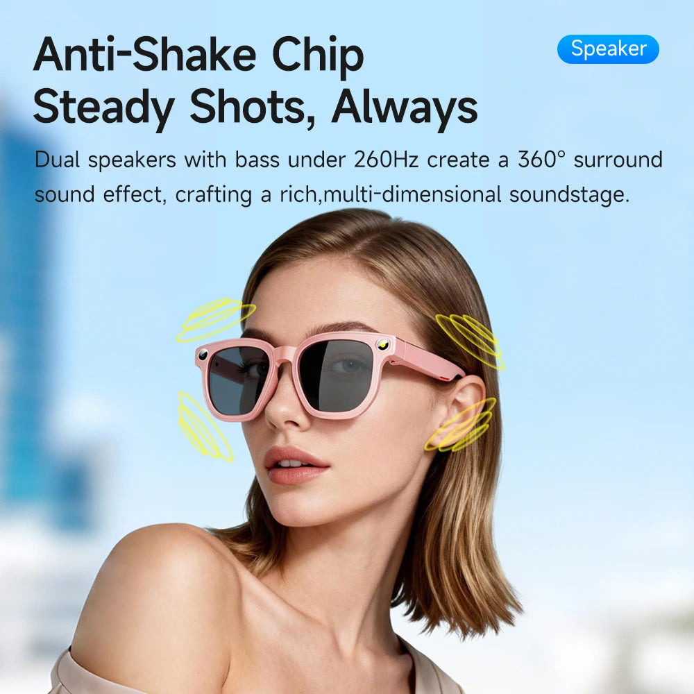 Okulary Smart PRO 8MP z Lampą Błyskową LED – Asystent AI, Tłumaczenie w Czasie Rzeczywistym, Wideo 1200P, IPX-4