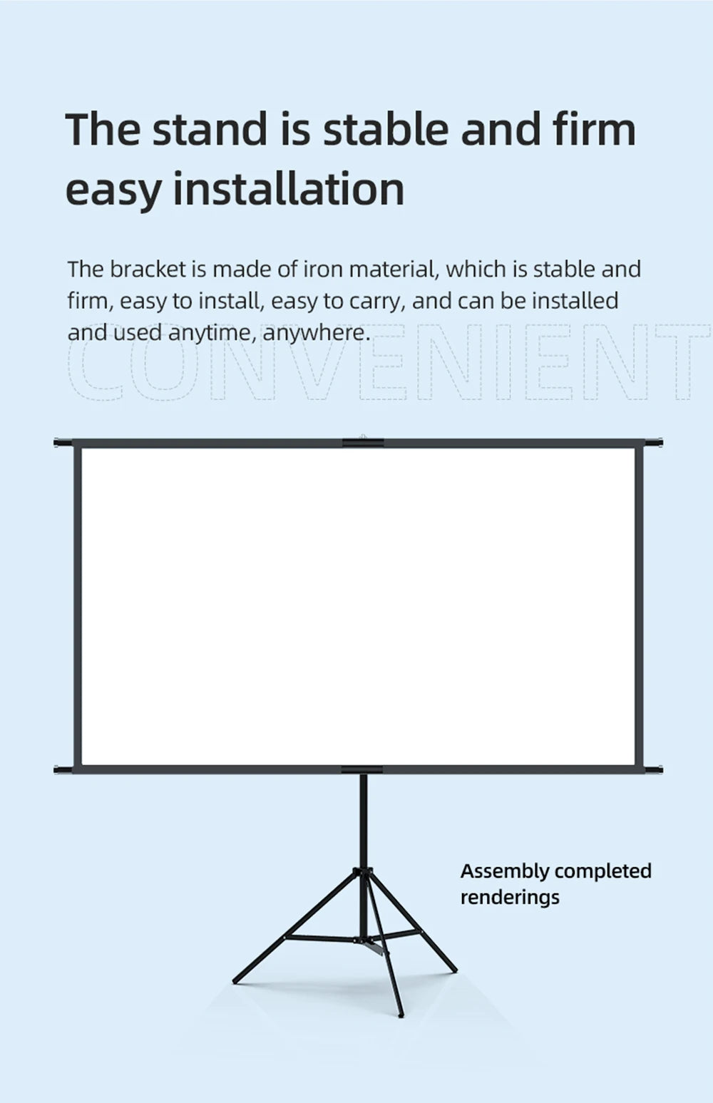 Ekran Projekcyjny George Vision - Trójkątny Wspornik - Prosty Montaż do Sypialni i Biura