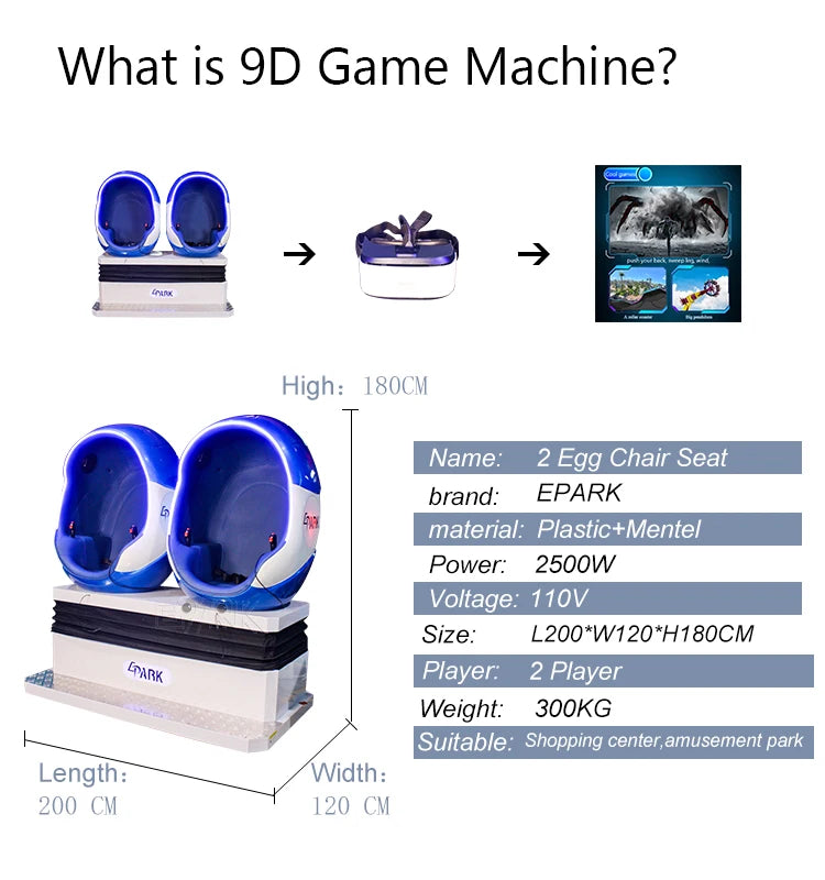 Fotel VR George Vision - 9D VR Egg Chair - Kino 9D z Okularami D3 - Design Robot