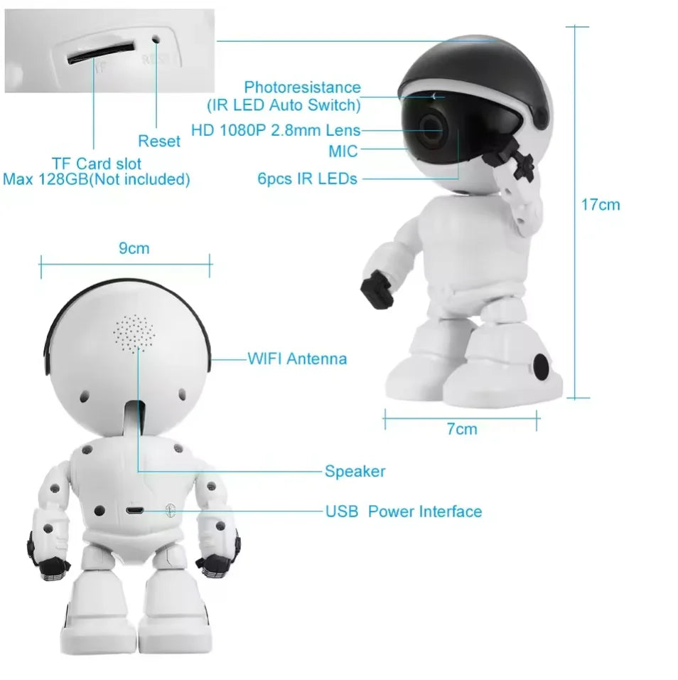 Robot Kamera IP Robot 1080P WiFi – 2MP, Obrotowa Głowica PTZ - zdjęcie 5