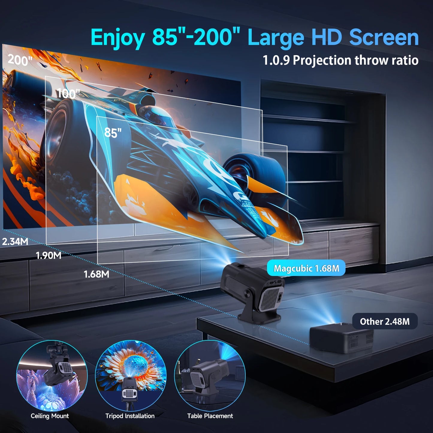Projektor HY320 Mini 720P Android 11 300ANSI WiFi6 - zdjęcie 3