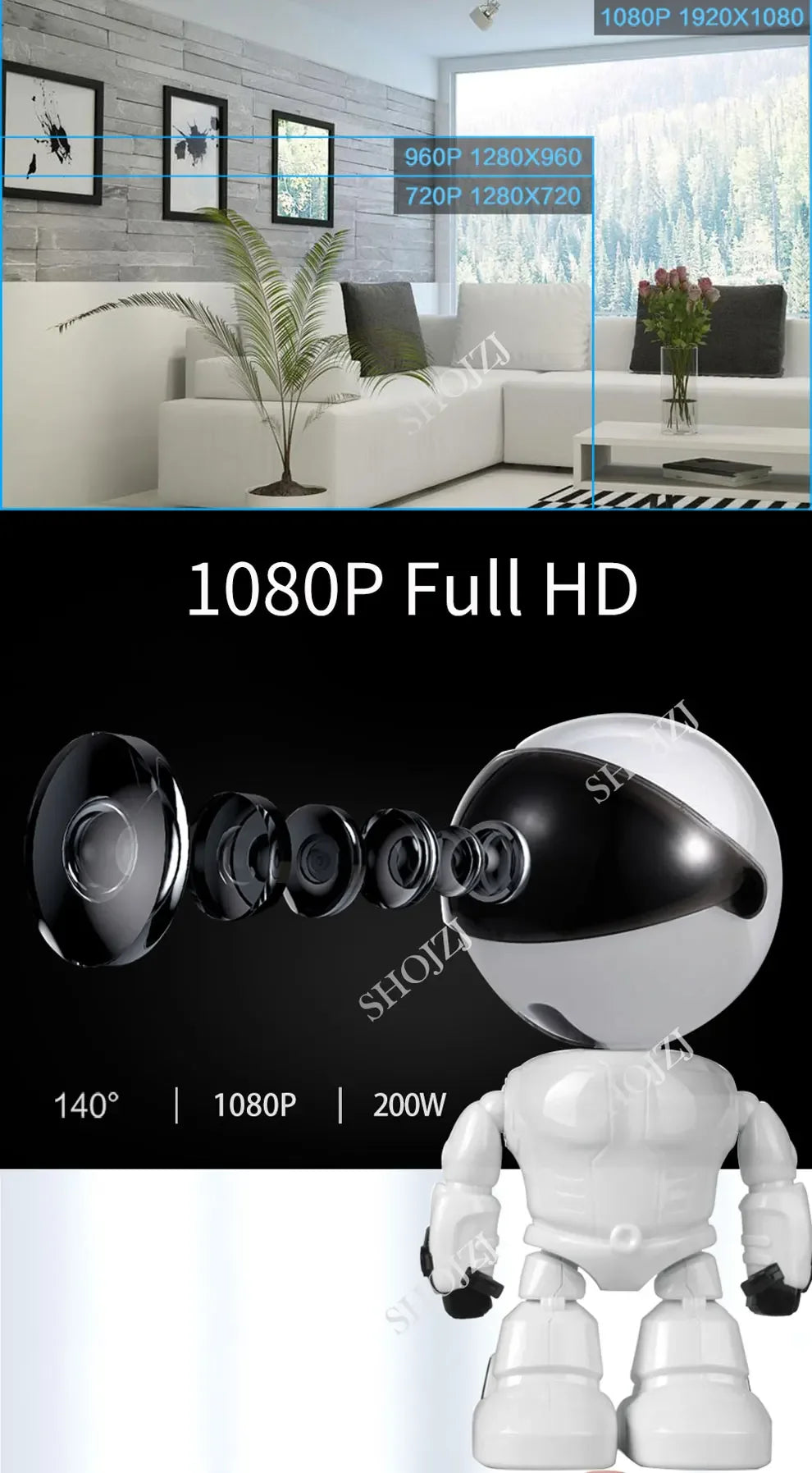 Kamera IP Robot 1080P WiFi - Smart Home CCTV 2MP z Baby Monitor
