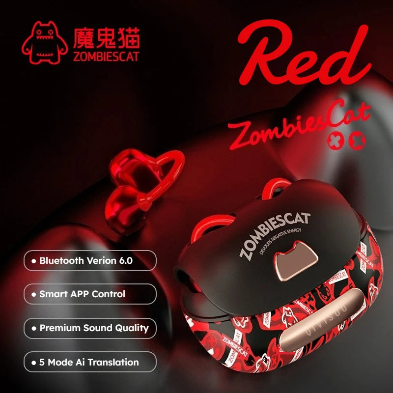 Zombies Cat B23 – Słuchawki OWS Graffiti, Bluetooth 6.0, Tłumacz AI
