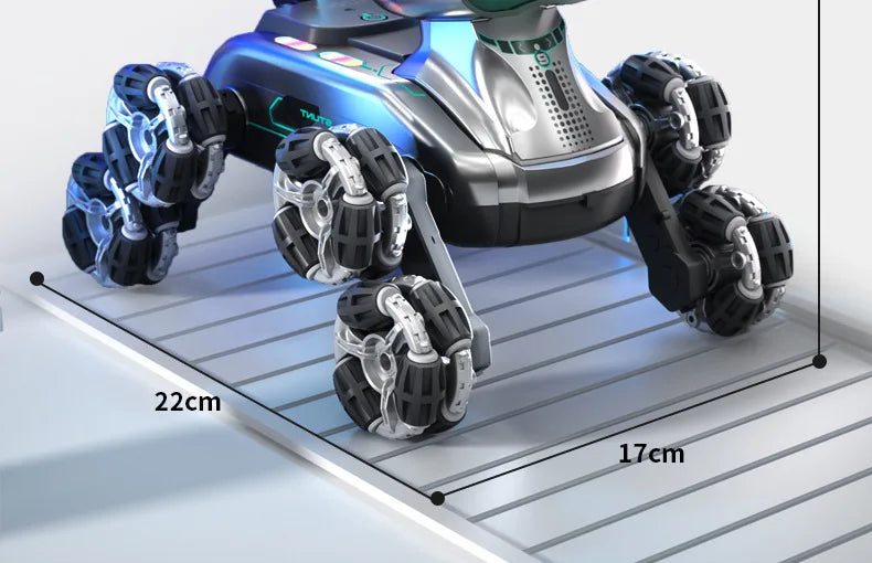Robot Pies RC George Vision - 8-Kołowy Stunt z Kontrolą Gestów, Muzyką i Tańcem