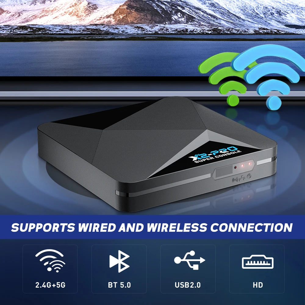 Konsola Retro KINHANK Super Console X2 Pro - 80000 Gier, 4K, Android TV 9.0