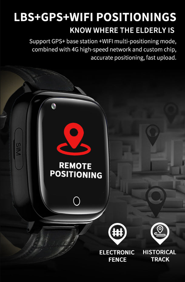 Smartwatch dla seniorów z GPS, alarmem upadku, pomiarem tętna i ciśnienia