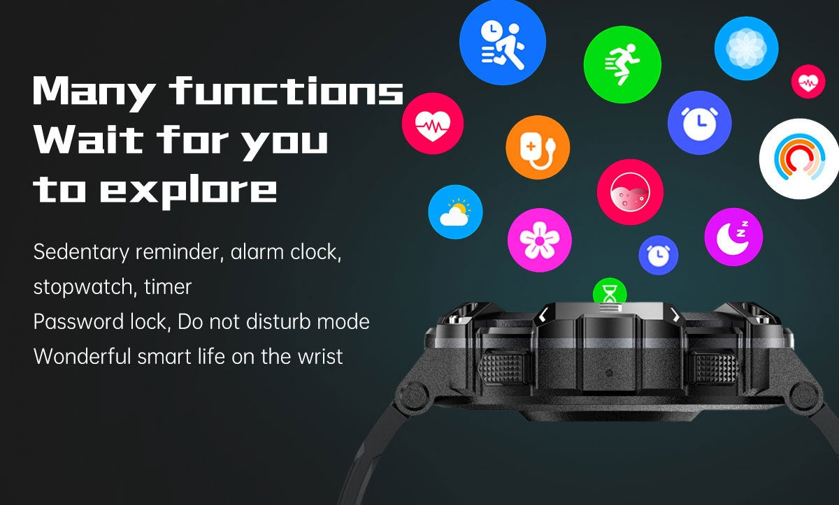 Wielofunkcyjny smartwatch męski z pomiarem tętna i snu