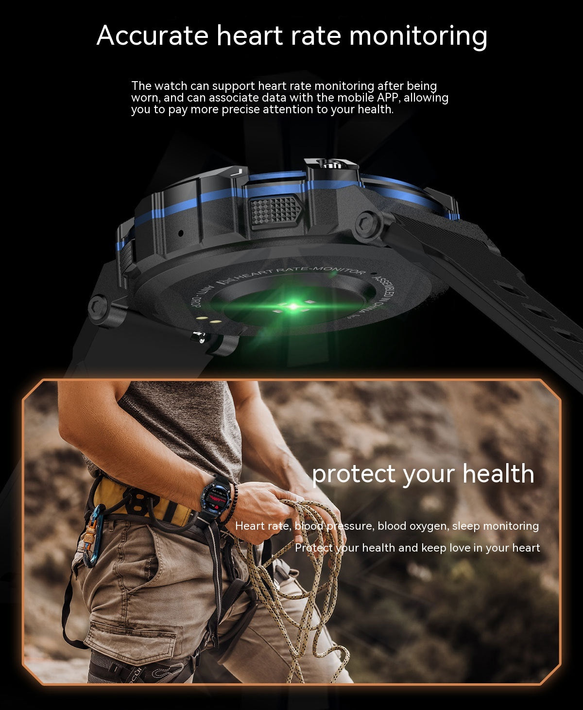 Wielofunkcyjny smartwatch męski z pomiarem tętna i snu