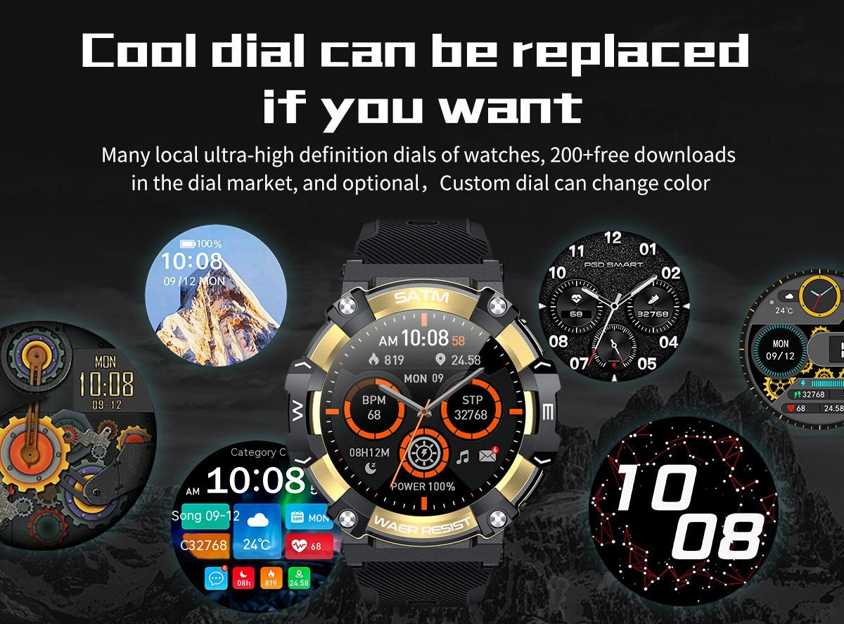 Wielofunkcyjny smartwatch męski z pomiarem tętna i snu