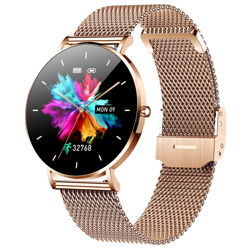 T8 – smukły damski smartwatch z rozmowami, pomiarem tętna i ciśnienia