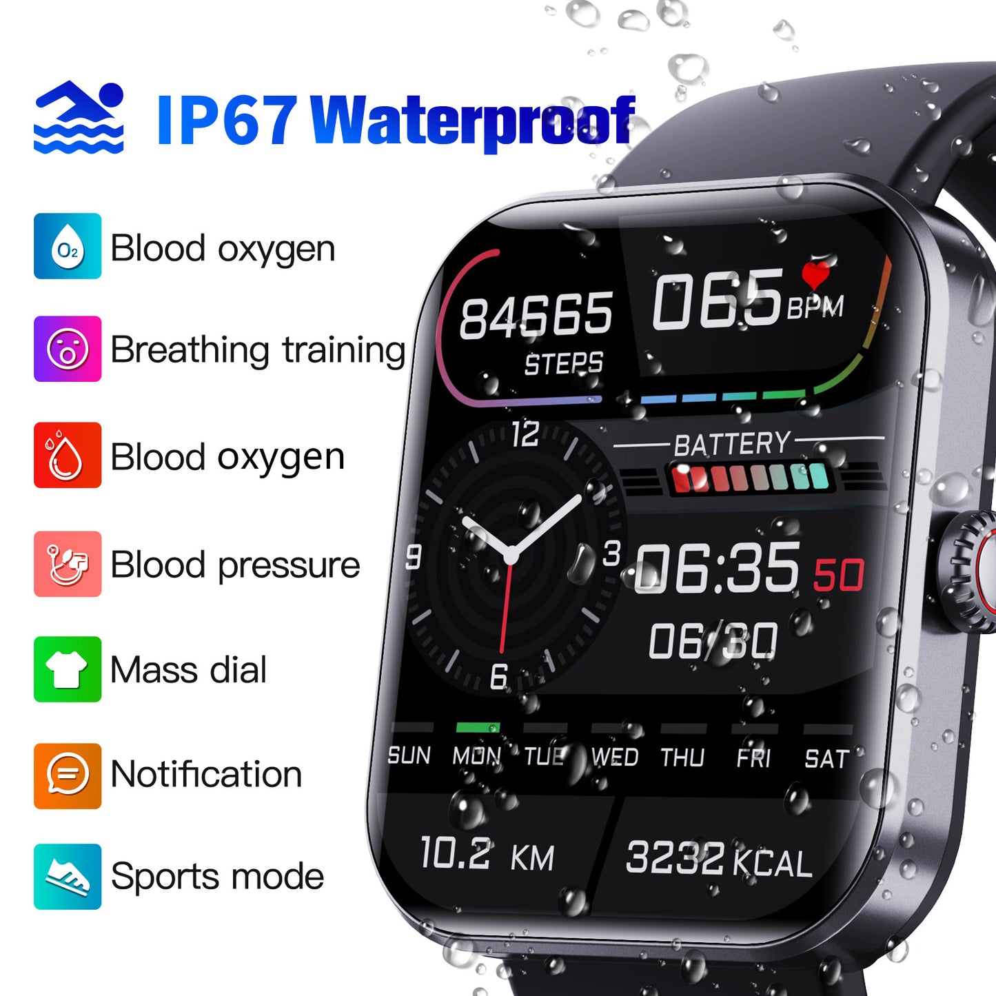 F57L – sportowy smartwatch z pomiarem tętna i ciśnienia