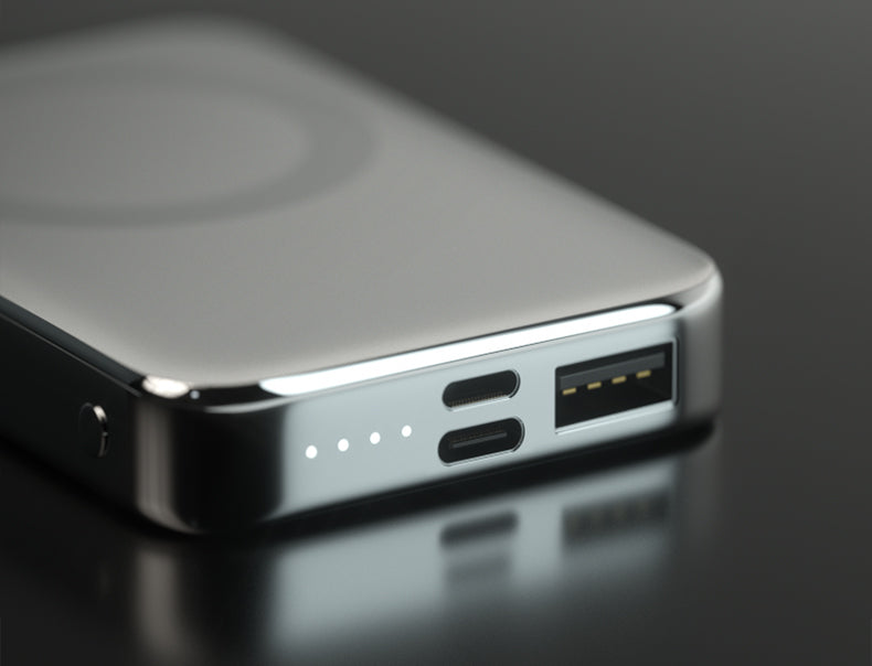 Powerbank Magnetyczny 10000mAh 27W MFi – Lustrzana Obudowa, Podstawka, Qi, MagSafe