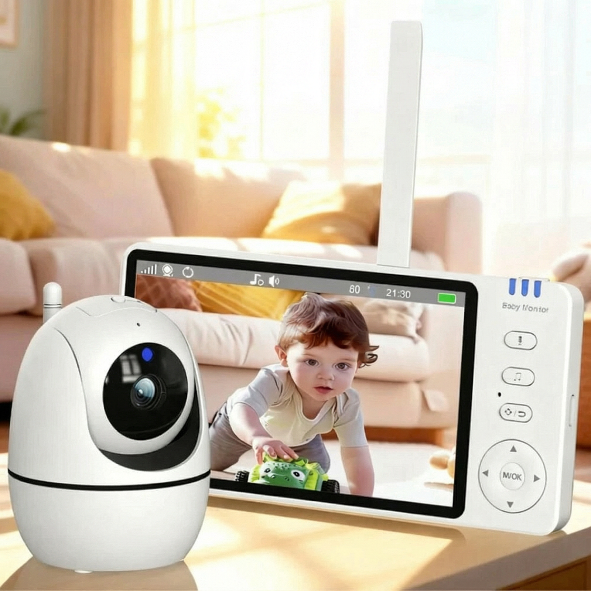 Baby Monitor wideo 5" PTZ – zoom, temperatura, kołysanki