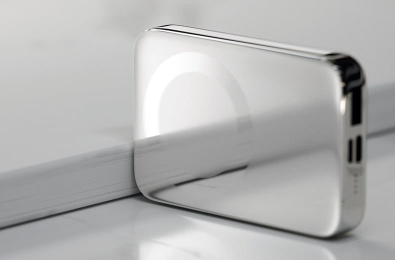 Powerbank Magnetyczny 10000mAh 27W MFi – Lustrzana Obudowa, Podstawka, Qi, MagSafe