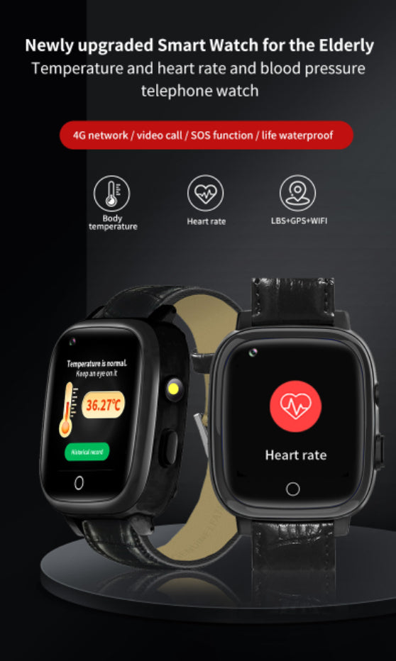 Smartwatch dla seniorów z GPS, alarmem upadku, pomiarem tętna i ciśnienia