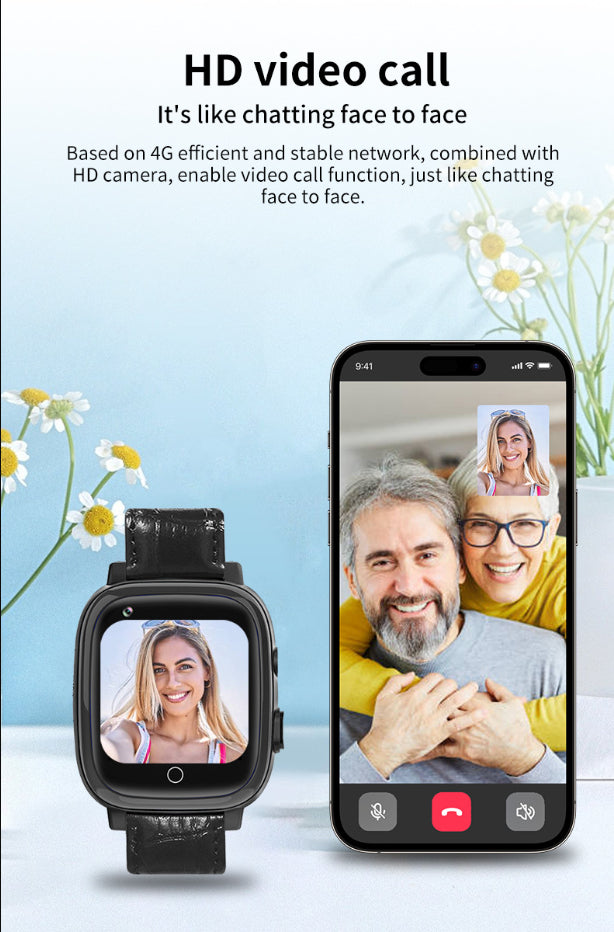 Smartwatch dla seniorów z GPS, alarmem upadku, pomiarem tętna i ciśnienia