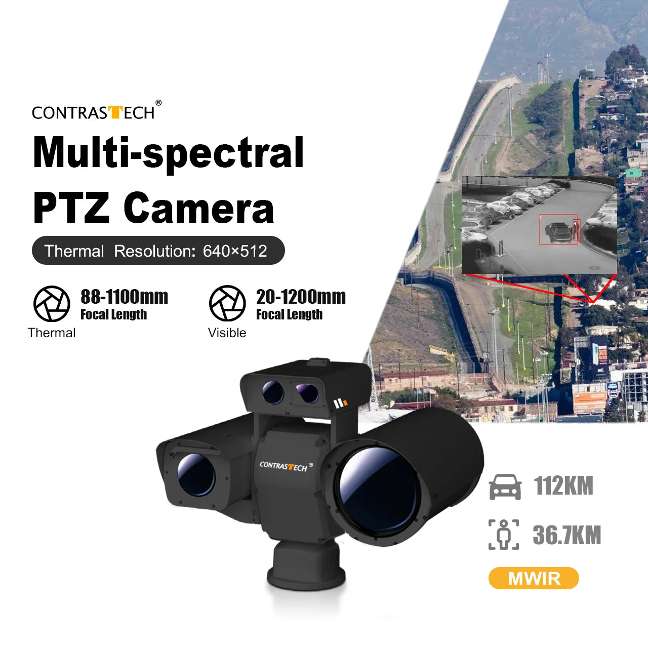 Kamera Multispektralna PTZ 4MP - Thermal 640 + 4K Zoom 12X Laser 20km
