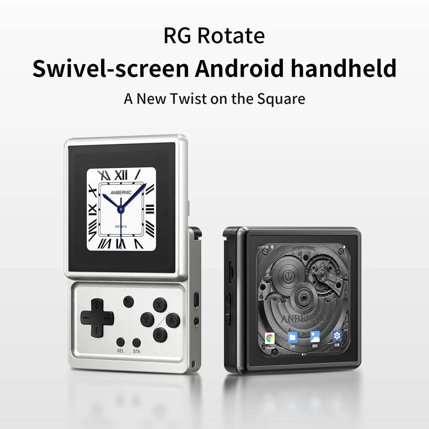 Anbernic RG Rotate Mini – Konsola Android 3,5'' Dotyk Obrotowy, Żyroskop 6-osiowy
