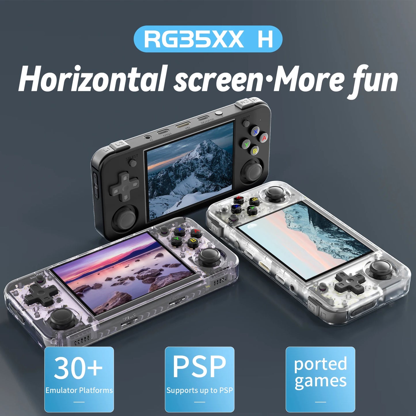 Anbernic RG35XX H – Konsola Retro 3,5'' IPS Pozioma, H700, WiFi, Linux 64-bit