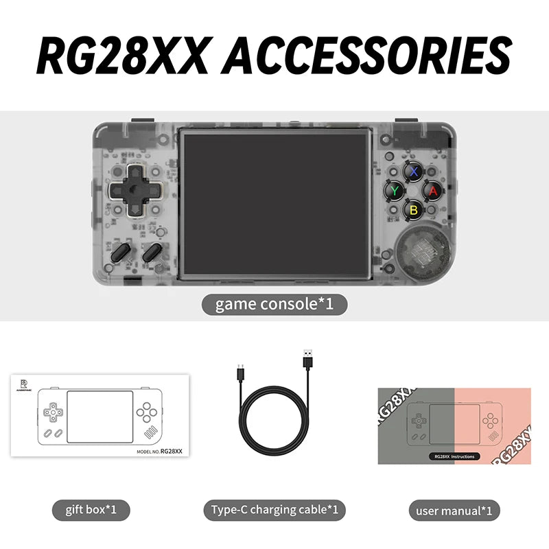 Anbernic RG28XX – Konsola Retro 2,8'' IPS 640×480, Linux 64-bit, Quad-Core