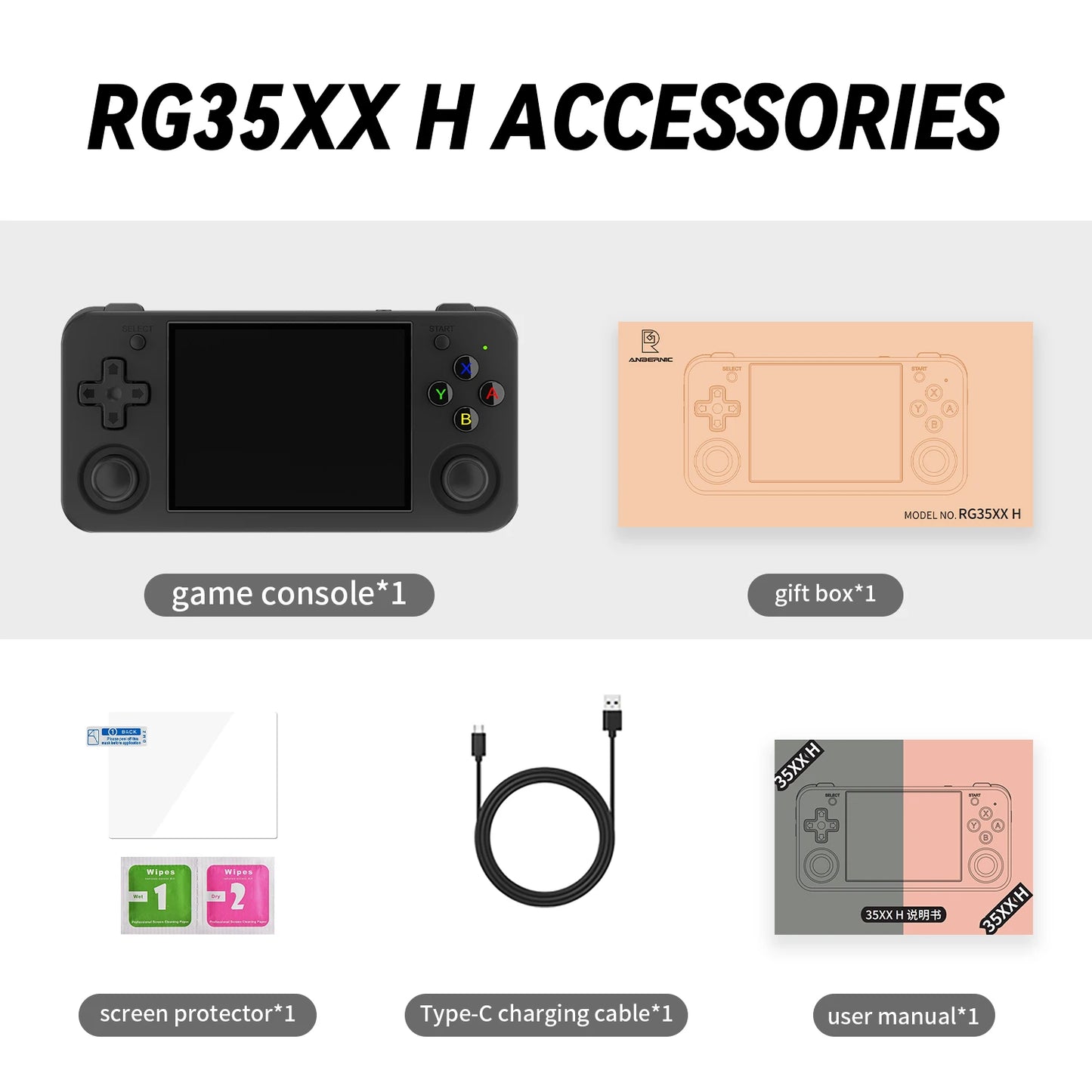 Anbernic RG35XX H – Konsola Retro 3,5'' IPS Pozioma, H700, WiFi, Linux 64-bit