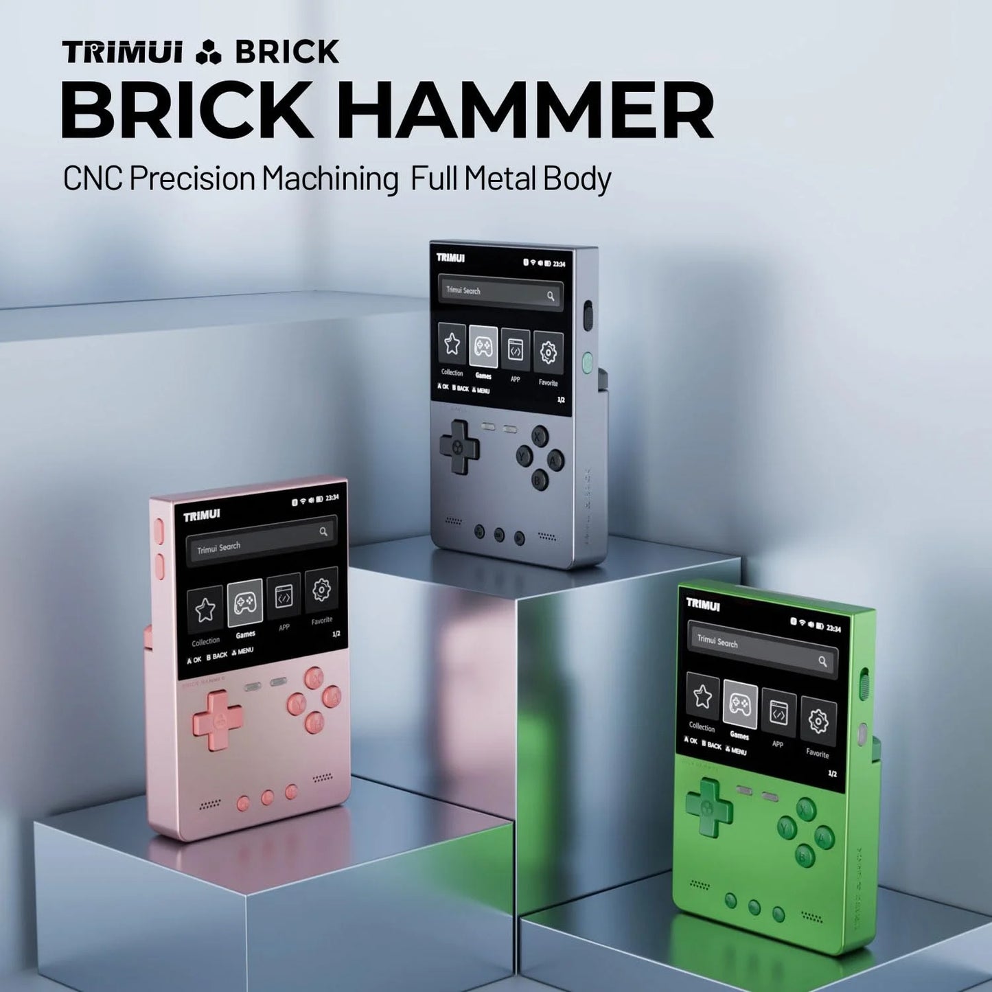 TRIMUI Brick Hammer – Metalowa Konsola Retro CNC Aluminium 3,2'' IPS, 64GB, Open Source