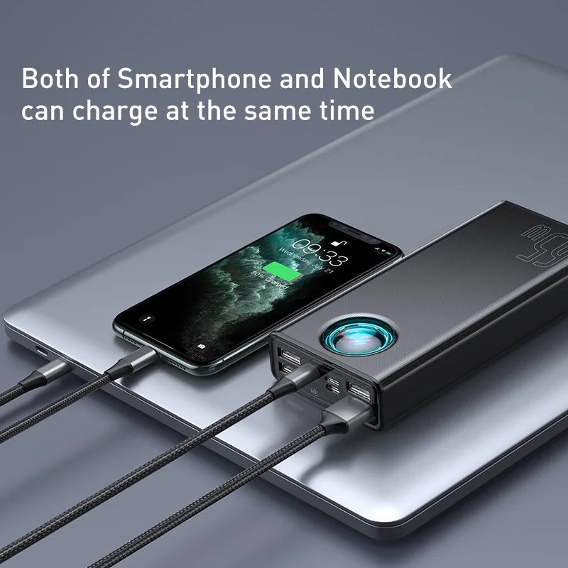 Baseus Powerbank 30000mAh 65W PD – szybkie ładowanie USB-C, duża pojemność - zdjęcie 2