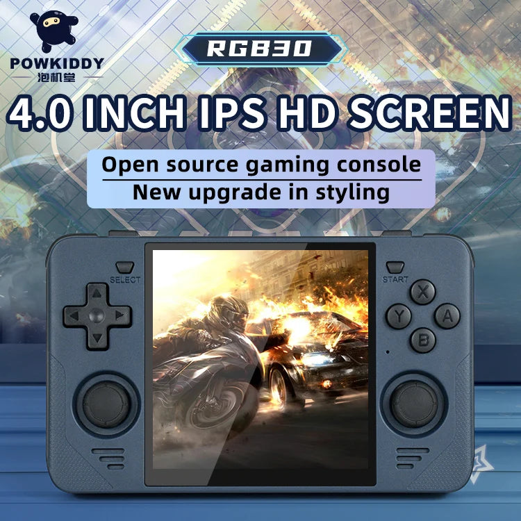 POWKIDDY RGB30 – Konsola Retro 4'' IPS 720×720, RK3566, Linux, WiFi 5G, 64GB (Tryb 2 Graczy)