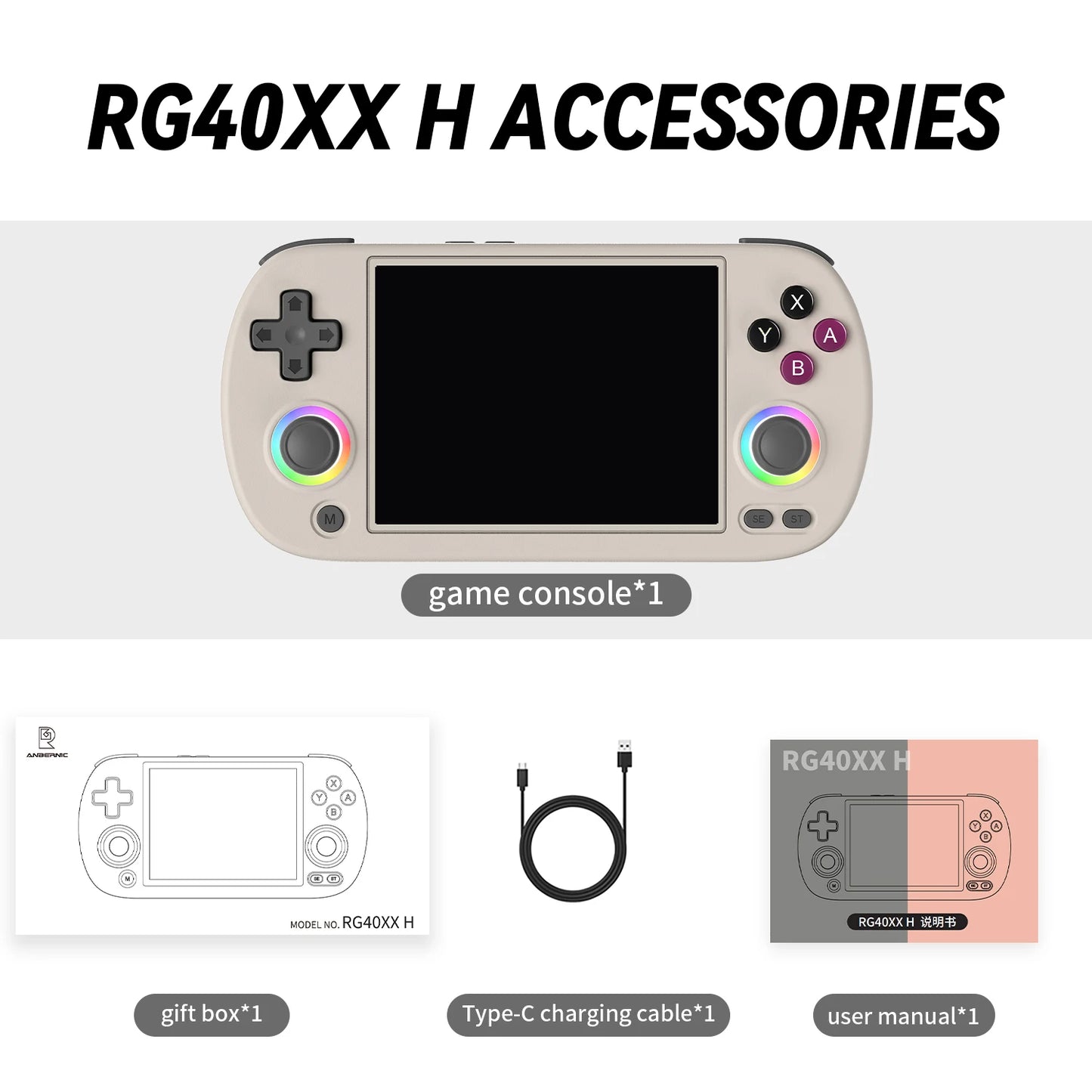 Anbernic RG40XX H – Konsola Retro 4'' IPS, Linux 64-bit, Joystick RGB, HDMI