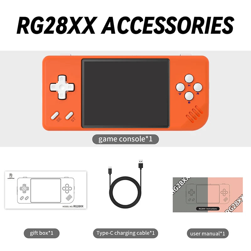 Anbernic RG28XX – Konsola Retro 2,8'' IPS 640×480, Linux 64-bit, Quad-Core