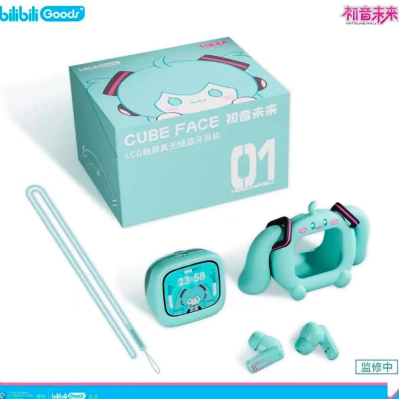 Słuchawki Bluetooth Hatsune Miku CUBE FACE – Ekran LCD, Różne Zestawy