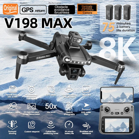 Dron Quadcopter George Vision - Dron V198MAX GPS 8K - Kamera 4K/8K, FPV
