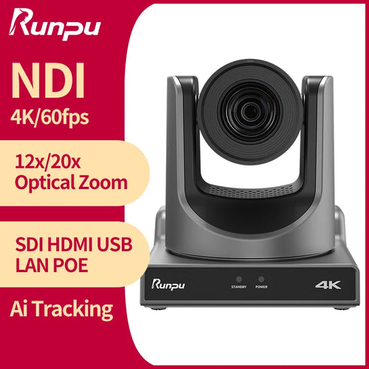 Kamera Konferencyjna Runpu 4K60FPS NDI PTZ - Zoom 12X/20X POE AI Tracking