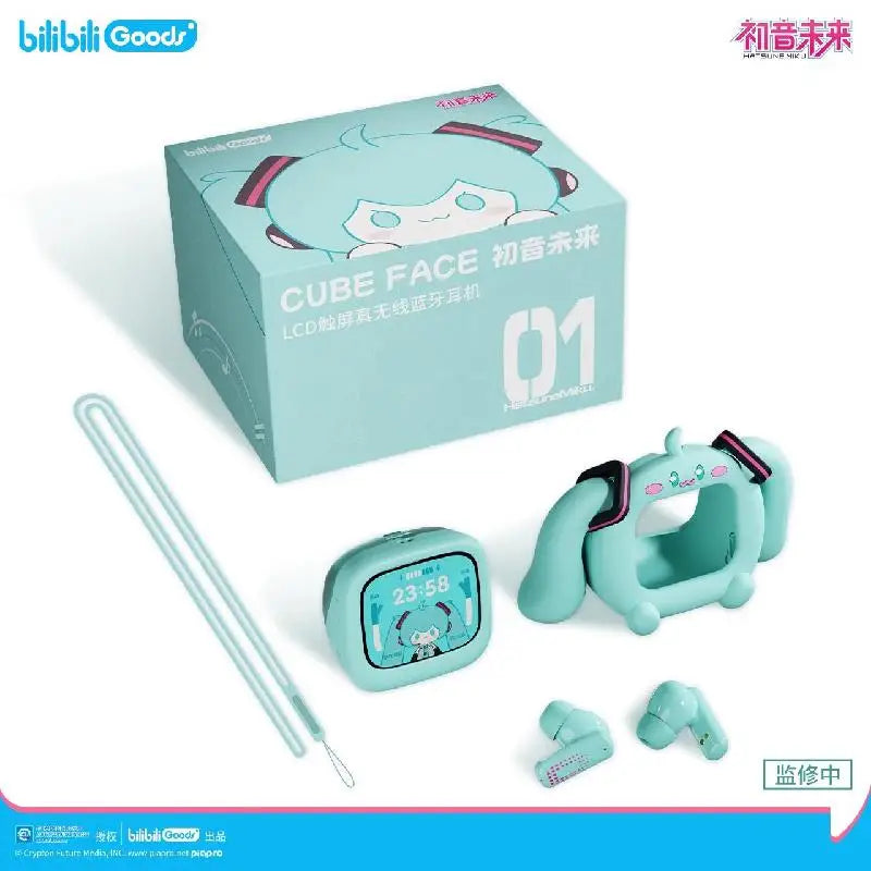 Słuchawki Hatsune Miku CUBE FACE – Bilibili, Wariant A, Ekran LCD Dotykowy, TWS, Prezent