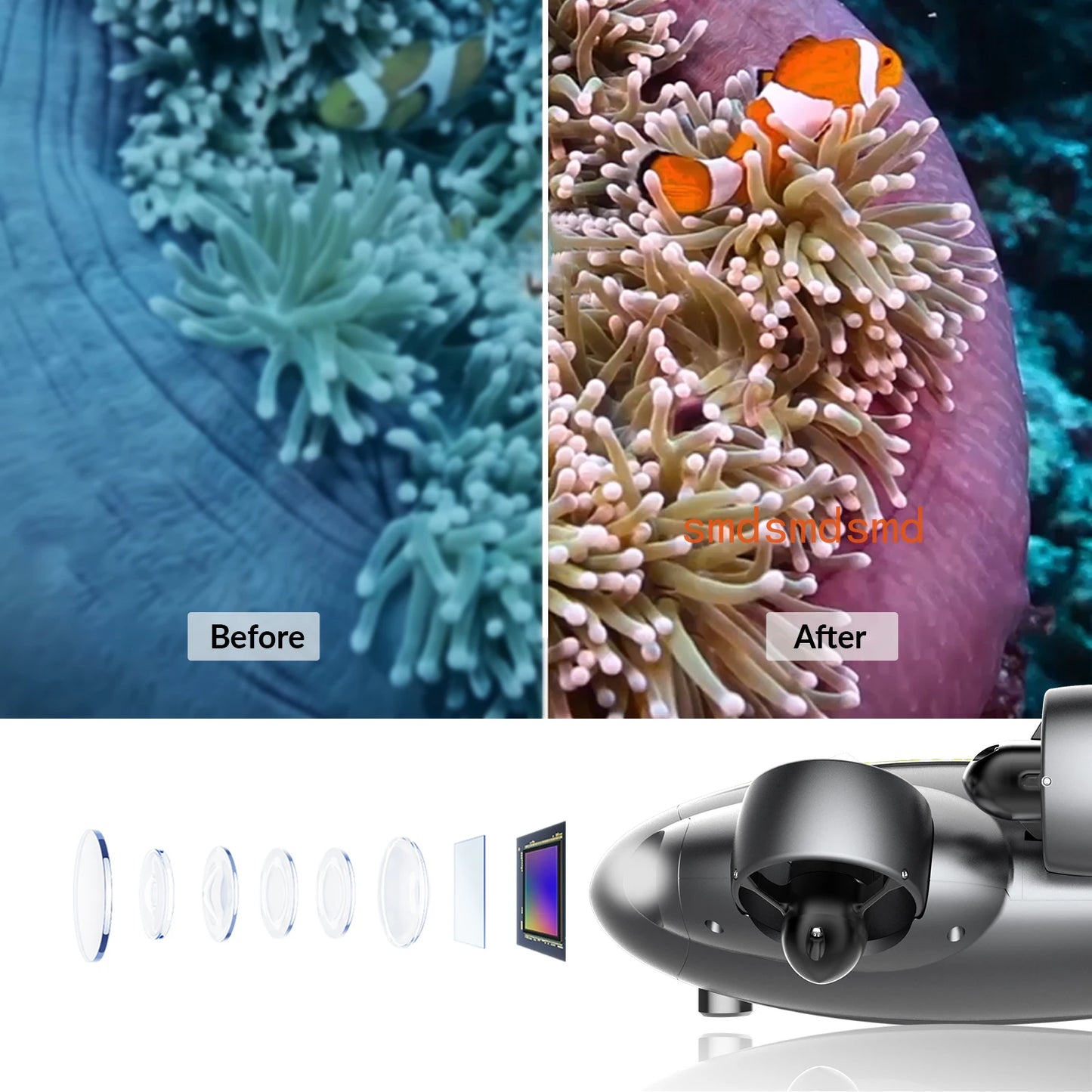 Dron Podwodny George Vision - Fifish V6E Mini ROV 4K 14400mAh 6000 Lumen VR