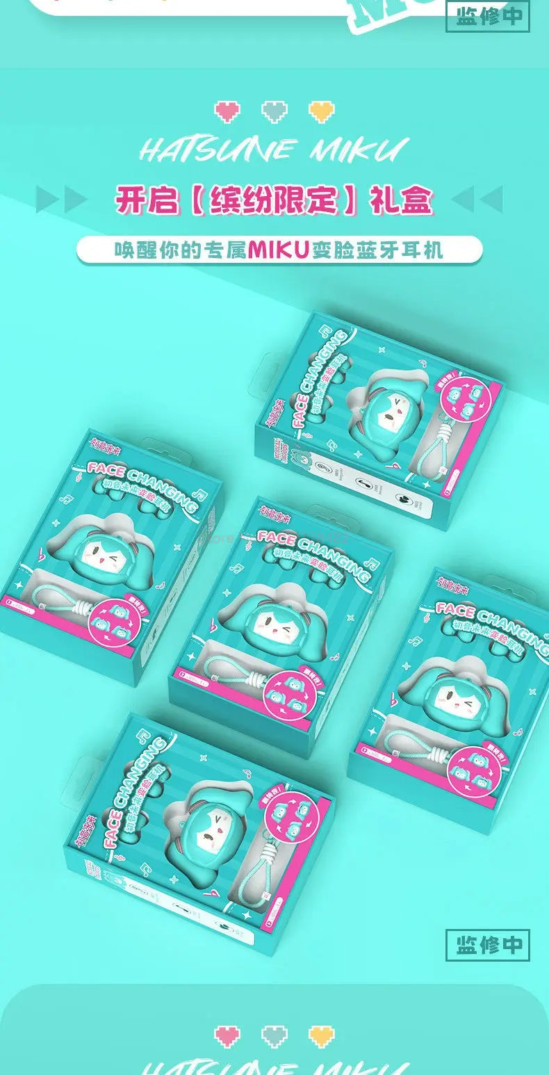 Luxub Słuchawki Klipsowe Hatsune Miku 2026 – Bilibili, Zmiana Twarzy, Bluetooth, Prezent dla Fanów Anime