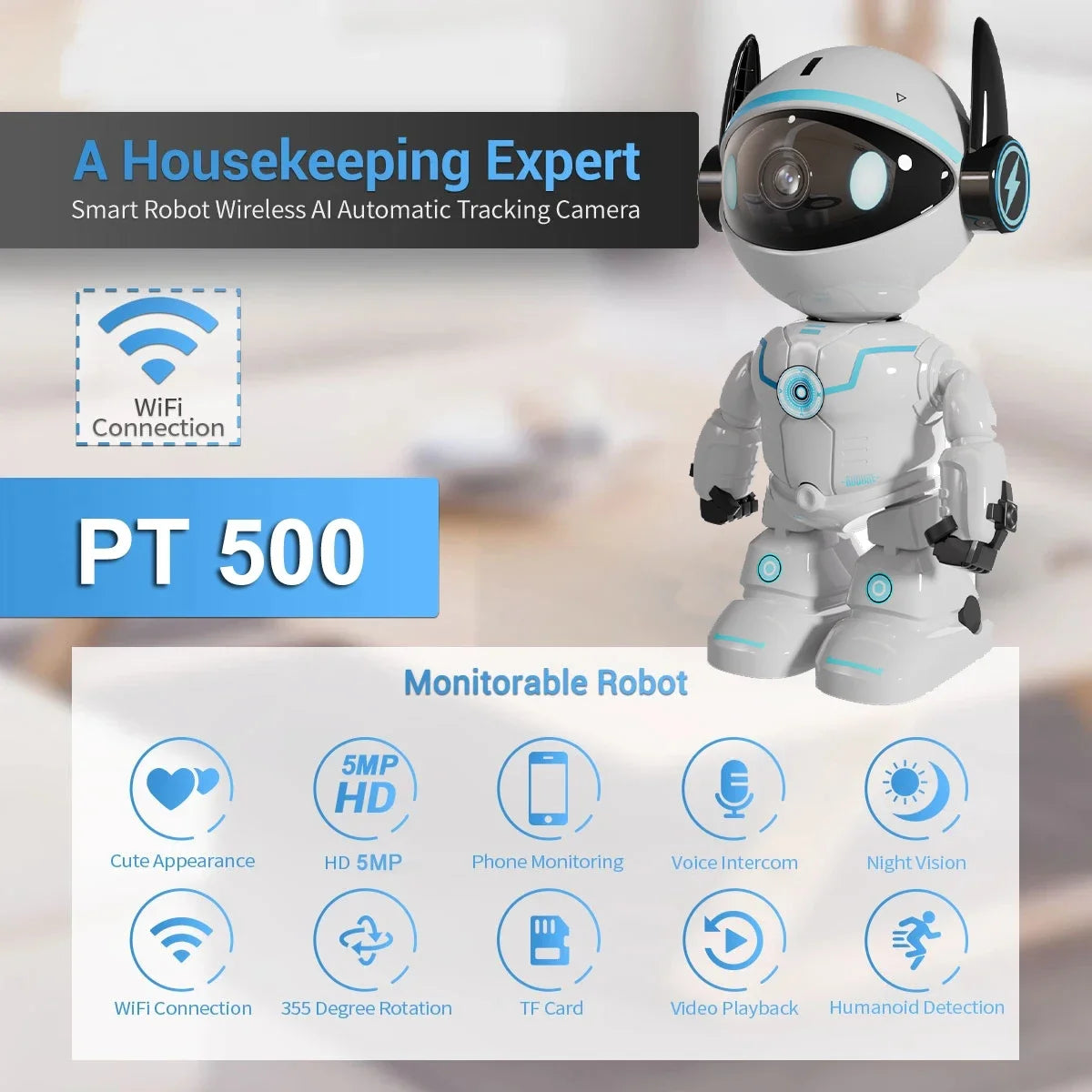 Kamera Robot WiFi 5MP HiEasy - Indoor z Auto Tracking i Audio 2-Way