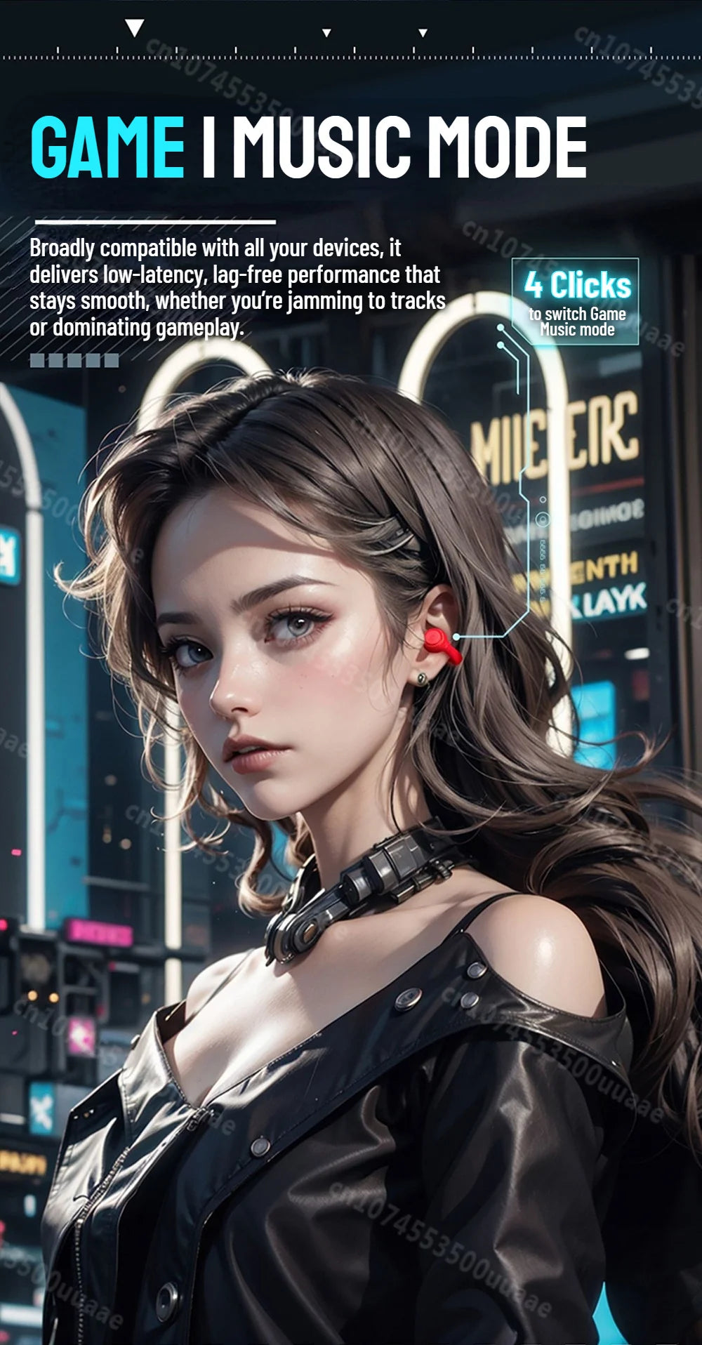 Zombiescat B3 OWS – Słuchawki Bluetooth 5.3 Earclip HiFi, Transparentne Etui, ANC