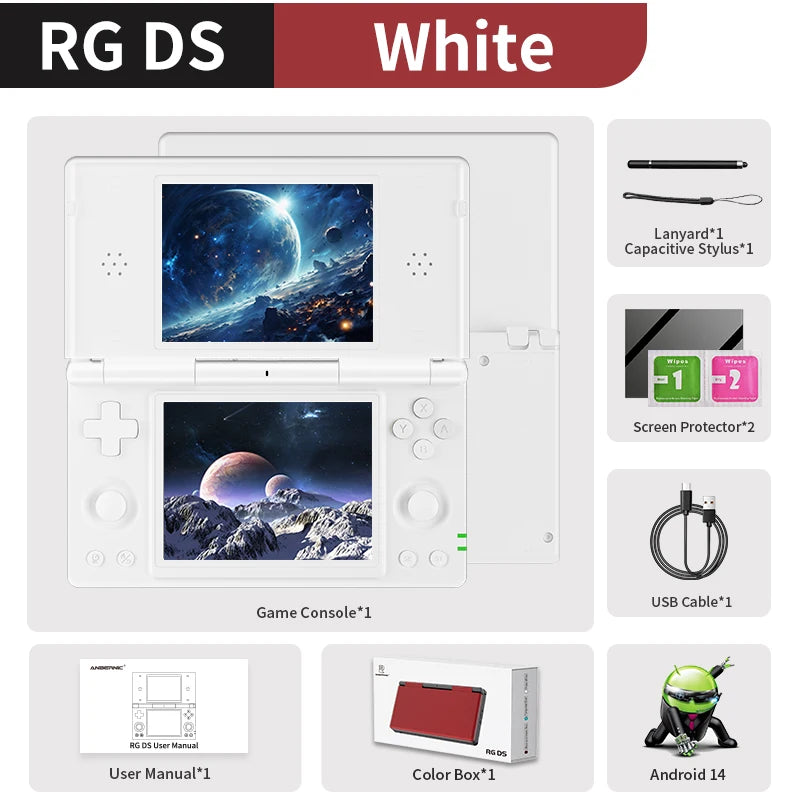 Anbernic RG DS Flip – Składana Konsola 2 Ekrany 4'' IPS, Android/Linux Dual-OS (Magazyn PL)
