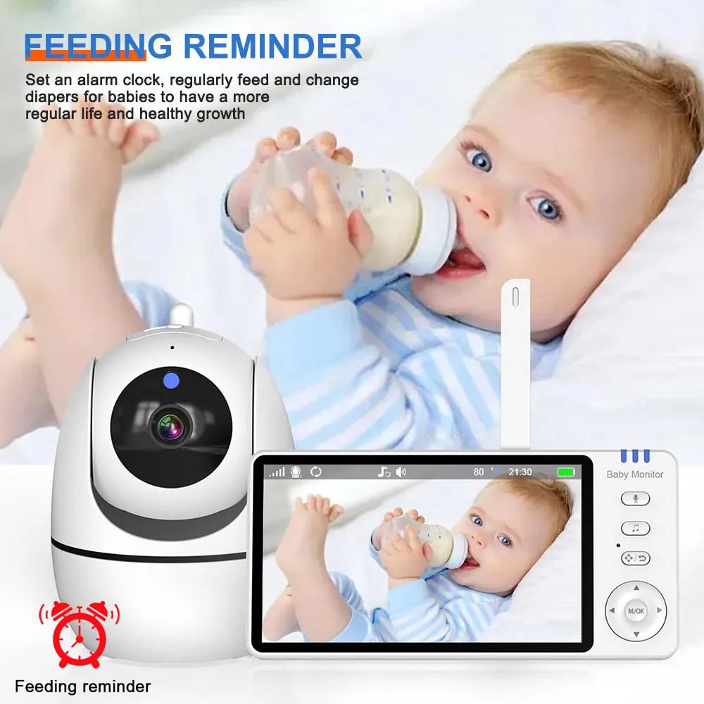 Baby Monitor wideo 5" PTZ – zoom, temperatura, kołysanki - zdjęcie 2
