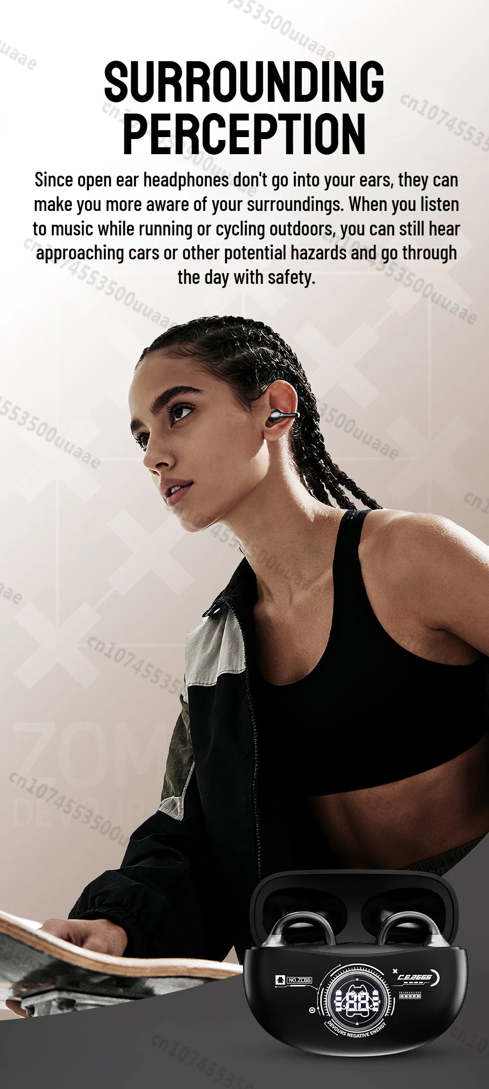 Zombiescat B16 OWS – Słuchawki Bluetooth 6.0 Earclip HiFi, 20h, Wyświetlacz Baterii