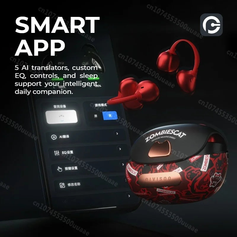 Zombies Cat B23 – słuchawki OWS Graffiti z tłumaczem AI, Bluetooth 6.0