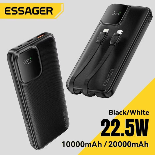 Essager Powerbank 20000mAh Przenośny z Wbudowanymi Kablami - Szybkie Ładowanie 22.5W dla iPhone Xiaomi - George Vision Premium