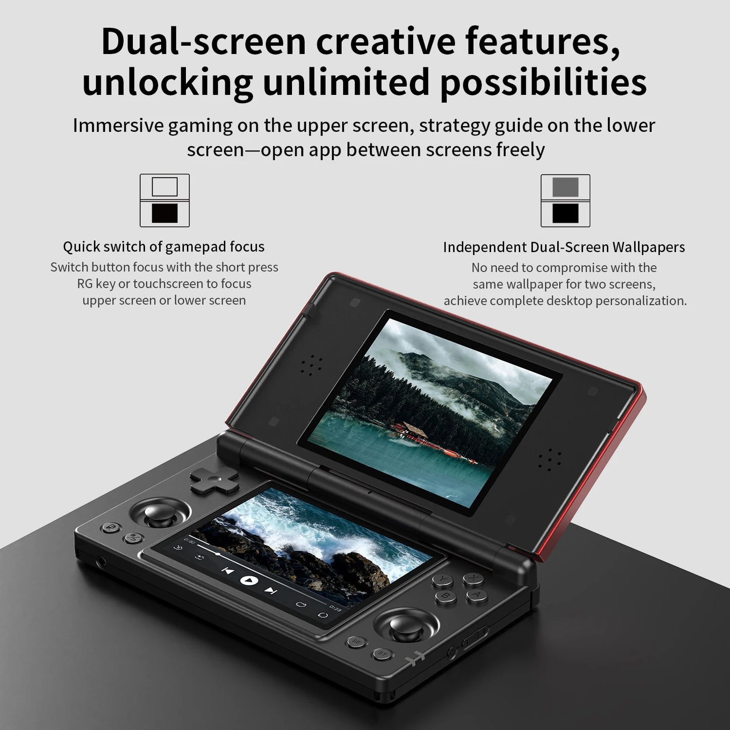 Anbernic RG DS Flip – Składana Konsola 2 Ekrany 4'' IPS, Android/Linux Dual-OS (Magazyn PL)