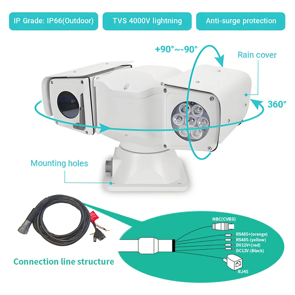 Kamera PTZ Terenowa 360° - 150m Night Vision z Defrost IP66 - zdjęcie 3