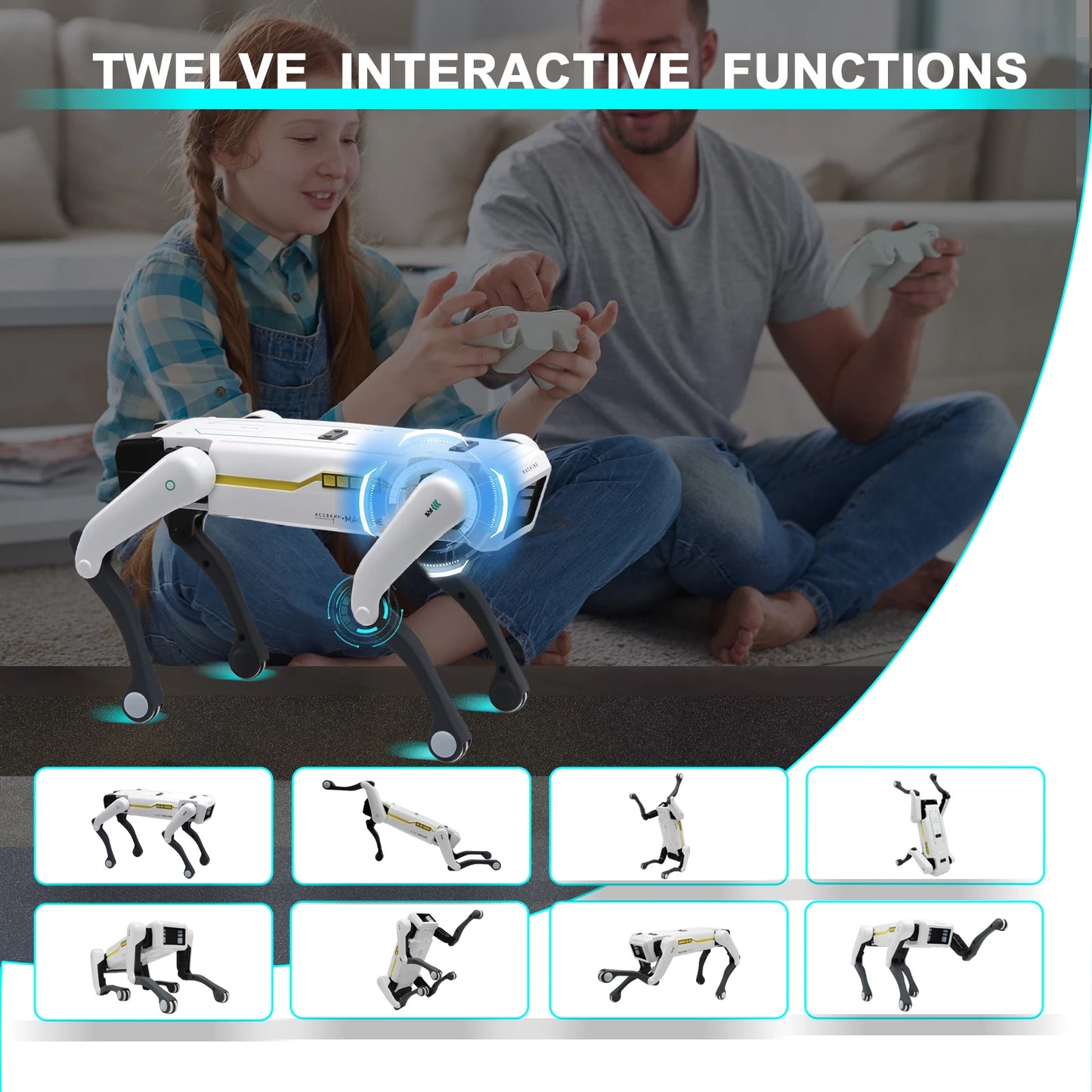 RAPIDPOWER Robot Pies RC AI – Sterowanie Głosem i APP, Programowalny, Tańczy i Śpiewa