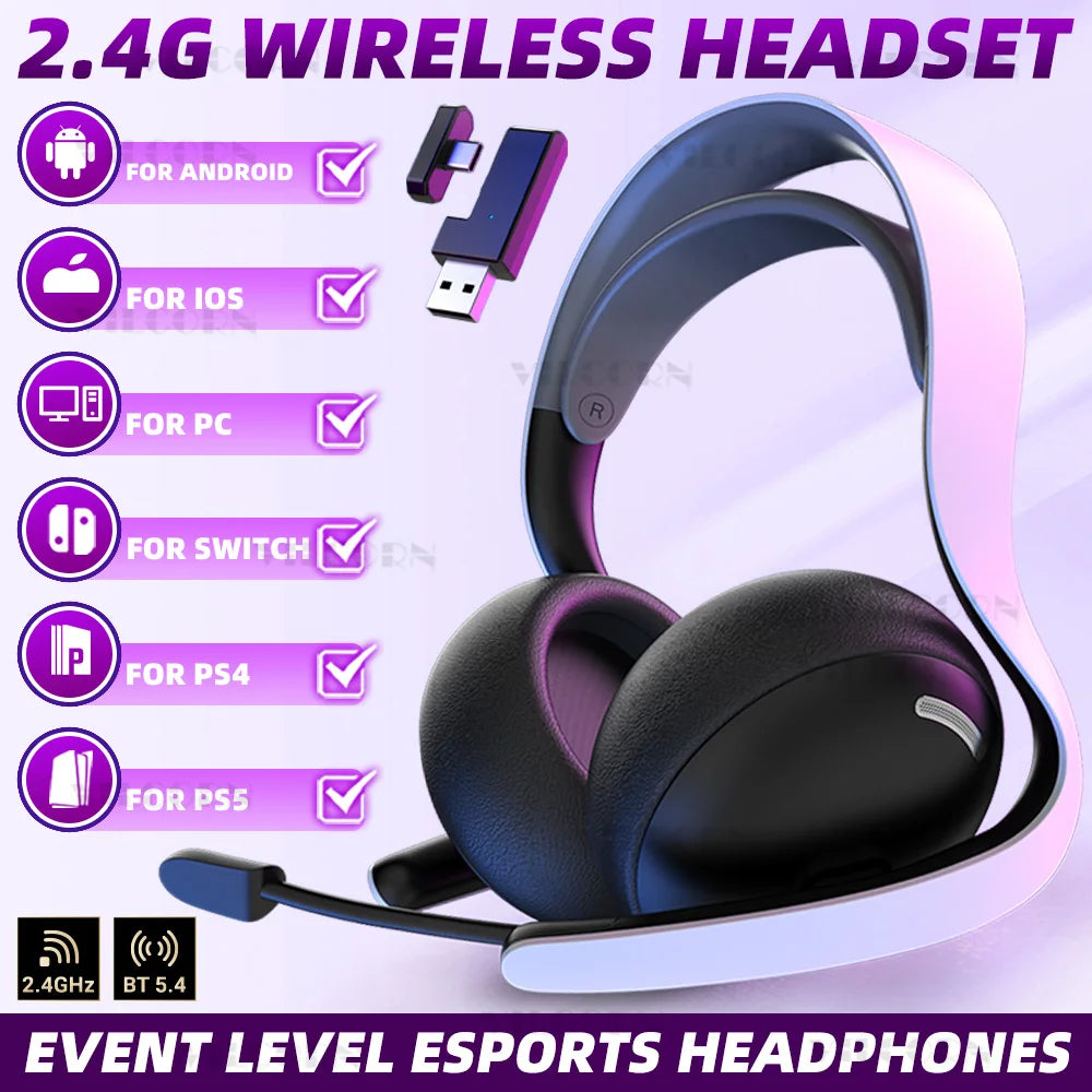 Gamingowe Słuchawki 2.4G Przewodowe BT /
