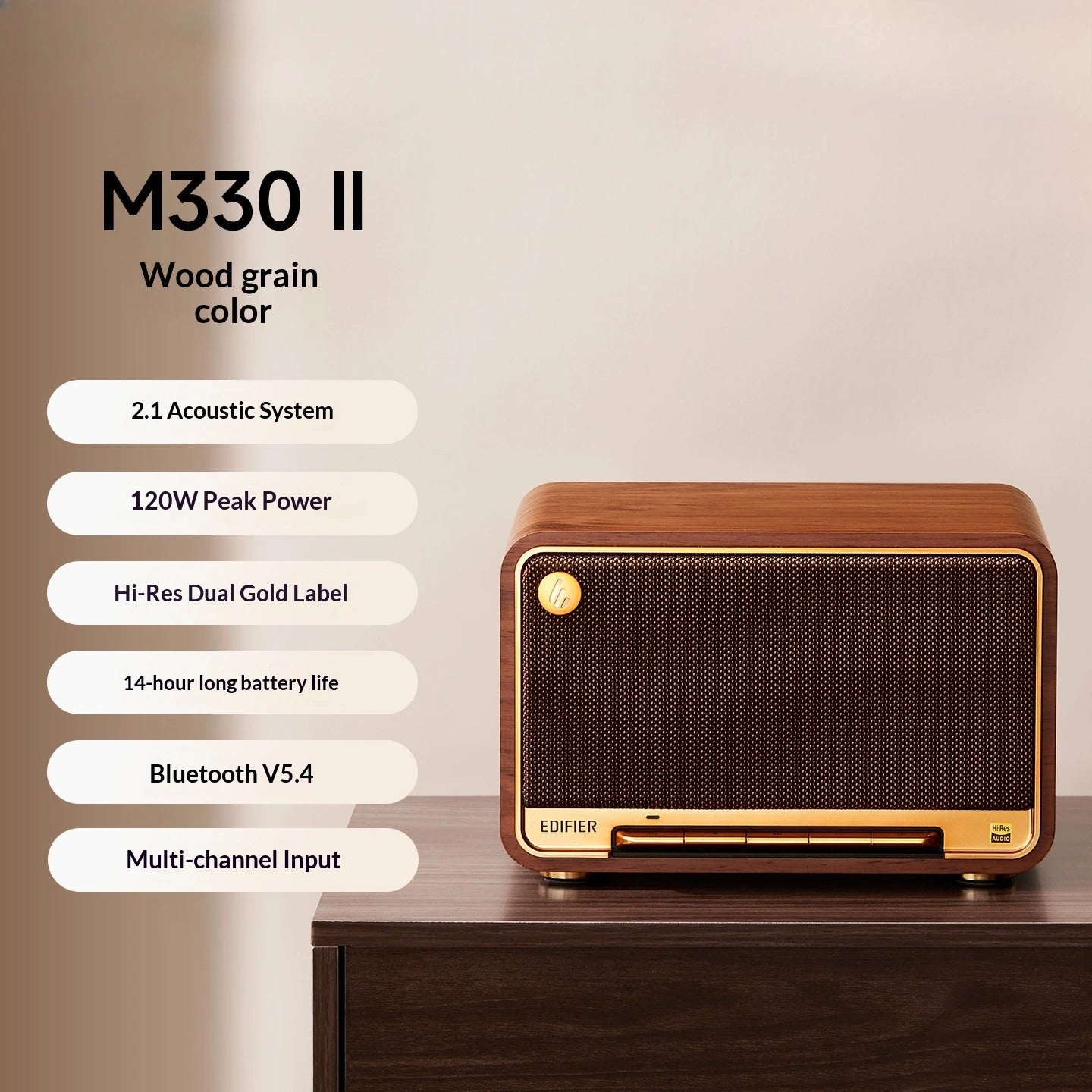 M330II Głośnik biurkowy Bluetooth 5.4 Drewno obudowa - zdjęcie 8