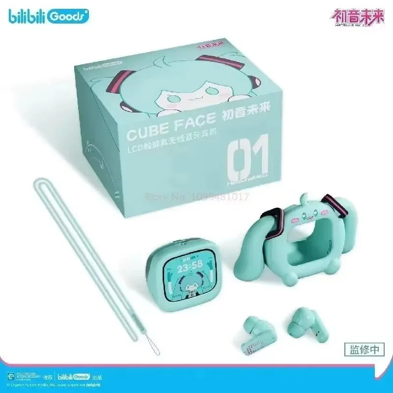 Słuchawki Hatsune Miku CUBE FACE – Bilibili, Wariant A, Ekran LCD Dotykowy, TWS, Prezent