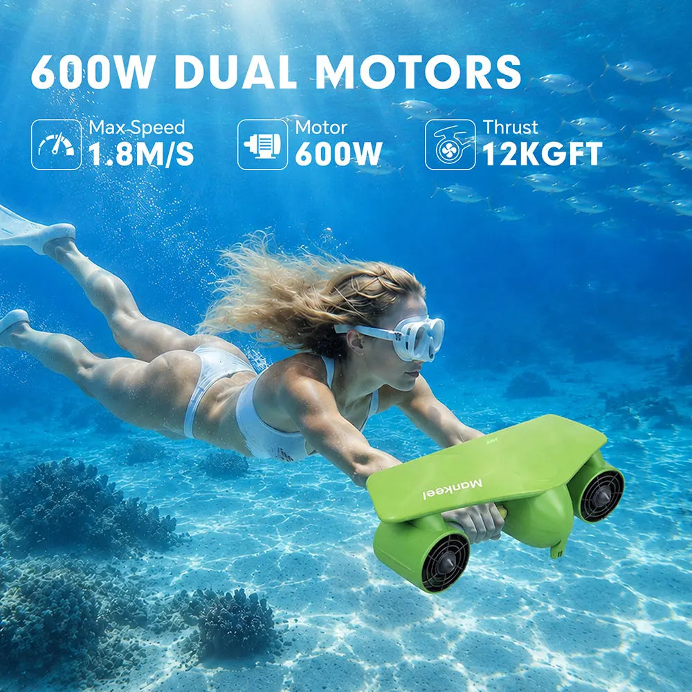Mankeel W7 Skuter Podwodny 600W – Podwójny Silnik, Głębokość 50m, Ciąg 12kgf, 60 min